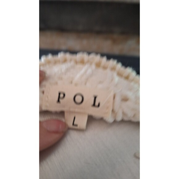 POL Soft Chunky Knit Cropped Cable Cream Knit  Pattern Turtle Neck Sweater Large - Picture 8 of 8